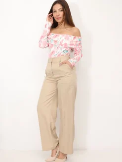 Best La Modeuse Body à col bardot et motif aquarelle Rose