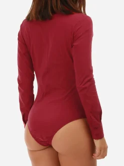 Online La Modeuse Body chemise froncé Bordeaux