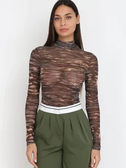 Discount La Modeuse Body en mech à motif marbré Marron