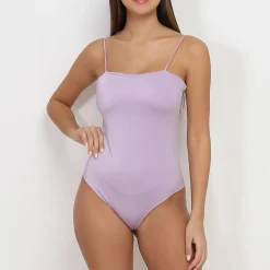 La Modeuse Body satiné à col carré Violet