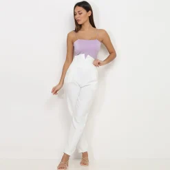 La Modeuse Body satiné à col carré Violet