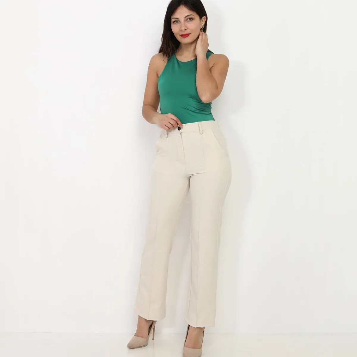 New La Modeuse Body satiné sans manches Vert