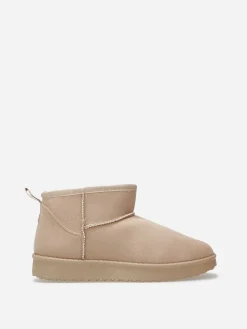 Hot La Modeuse Boots basses en suédine fourrées Beige