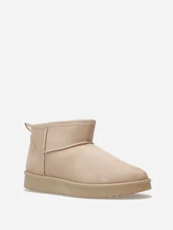 Hot La Modeuse Boots basses en suédine fourrées Beige