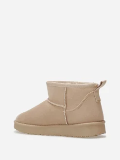 Hot La Modeuse Boots basses en suédine fourrées Beige