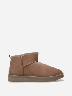 Online La Modeuse Boots basses en suédine fourrées Taupe