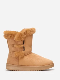 New La Modeuse Boots en suédine et fausse fourrure à scratchs Camel