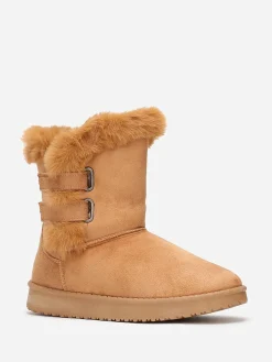 New La Modeuse Boots en suédine et fausse fourrure à scratchs Camel