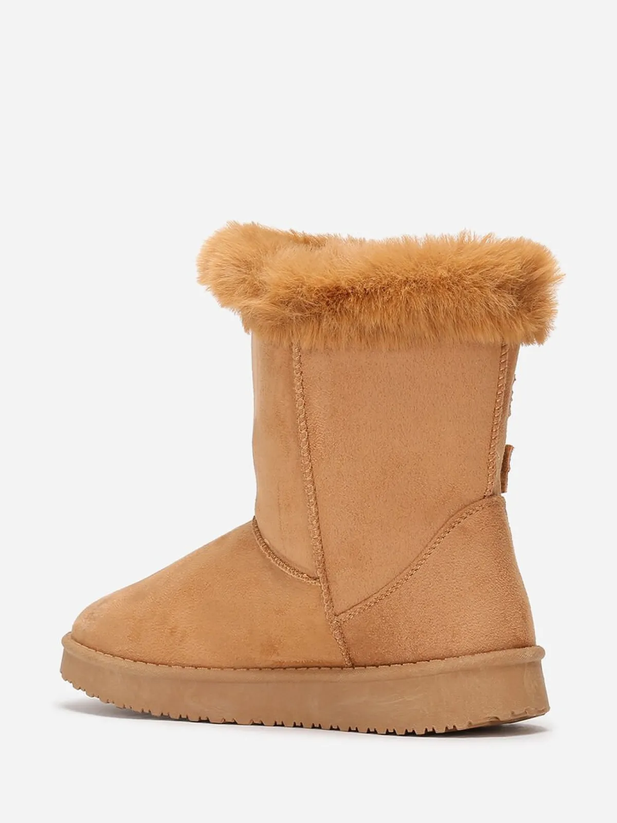 New La Modeuse Boots en suédine et fausse fourrure à scratchs Camel
