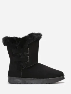 Best La Modeuse Boots en suédine et fausse fourrure à scratchs Noir
