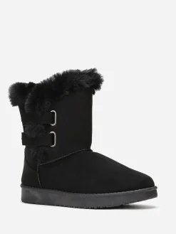 Best La Modeuse Boots  en suédine et fausse fourrure à scratchs Noir