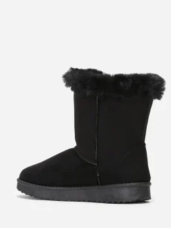 Best La Modeuse Boots  en suédine et fausse fourrure à scratchs Noir