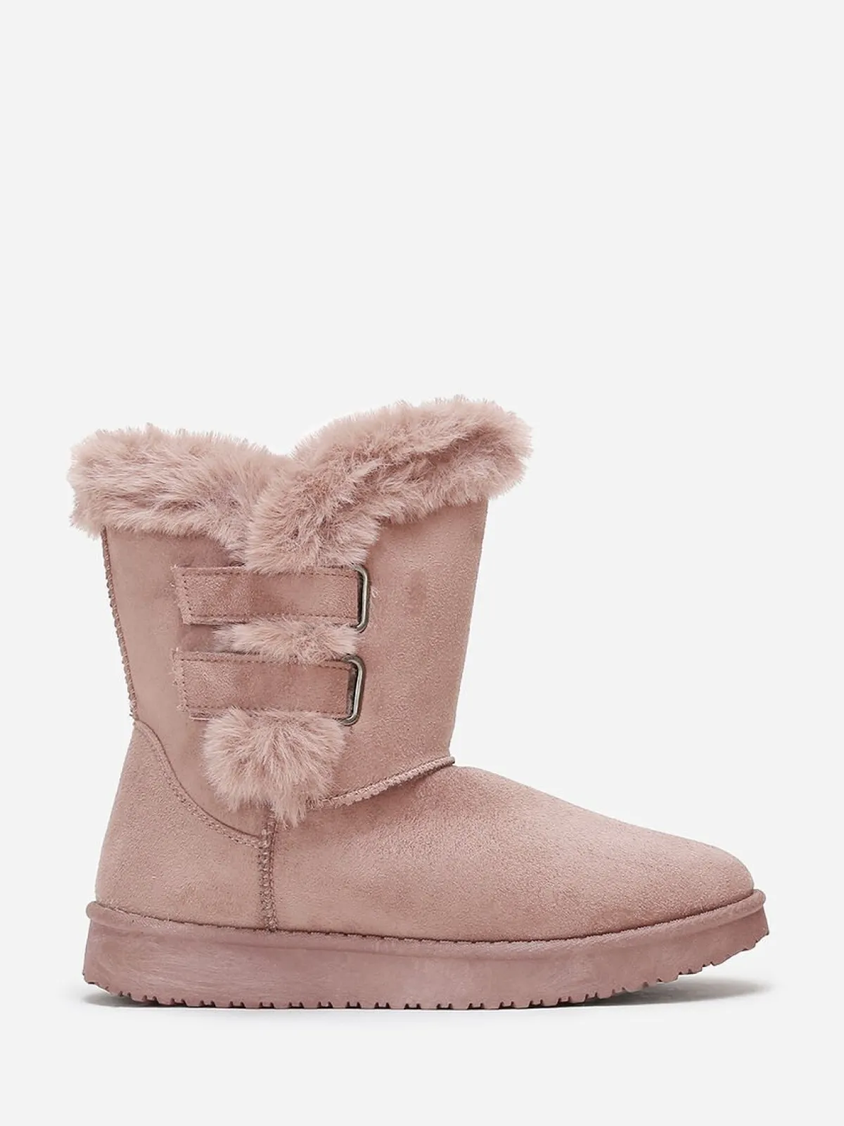 Sale La Modeuse Boots en suédine et fausse fourrure à scratchs Rose