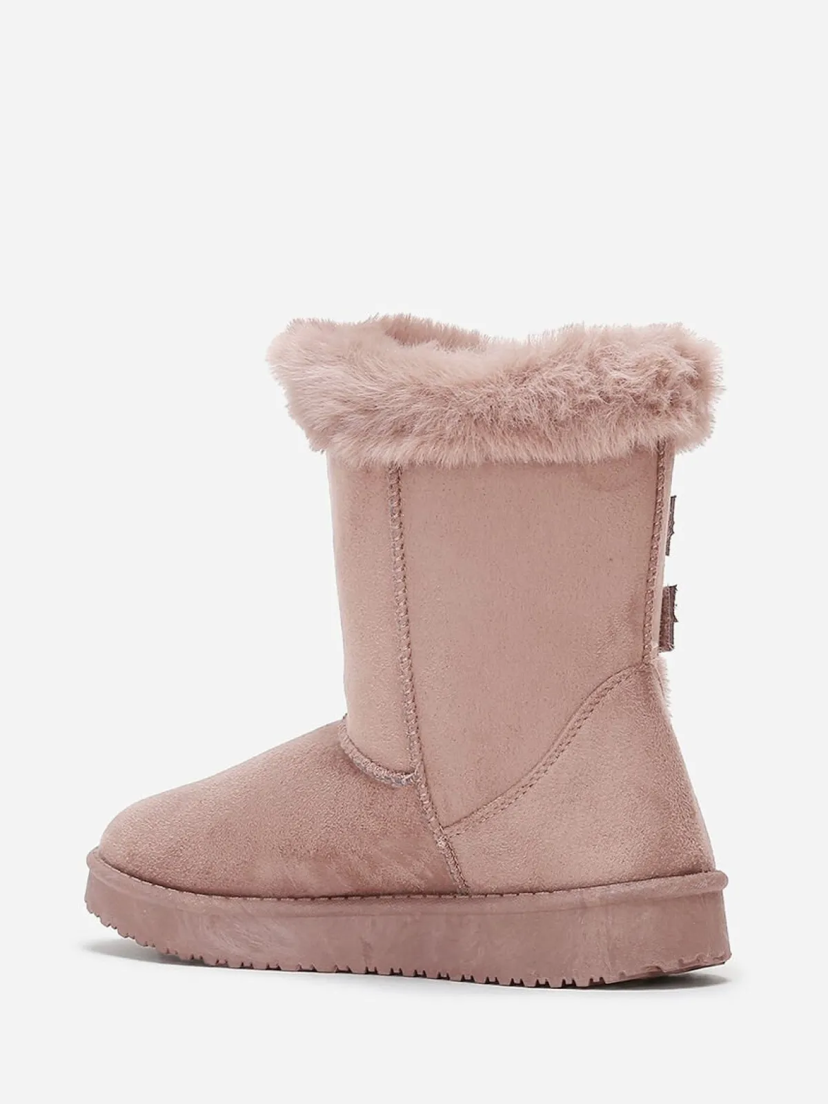 Sale La Modeuse Boots en suédine et fausse fourrure à scratchs Rose
