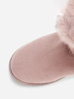 Sale La Modeuse Boots en suédine et fausse fourrure à scratchs Rose
