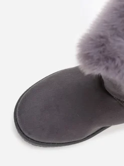 Clearance La Modeuse Boots en suédine et fausse fourrure à scratchs Gris