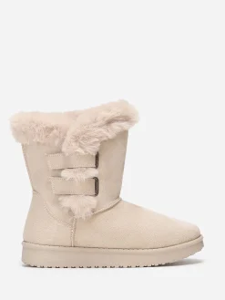 Online La Modeuse Boots  en suédine et fausse fourrure à scratchs Beige