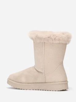 Online La Modeuse Boots  en suédine et fausse fourrure à scratchs Beige