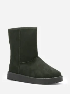 Outlet La Modeuse Boots en suédine fourrées Vert