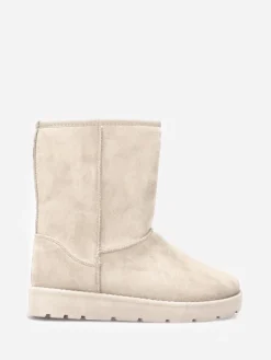 La Modeuse Boots en suédine fourrées Beige