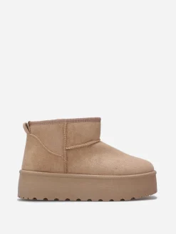 Hot La Modeuse Boots en suédine fourrées à plateforme Taupe