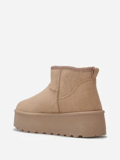 Hot La Modeuse Boots en suédine fourrées à plateforme Taupe
