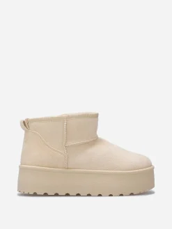 Best La Modeuse Boots en suédine fourrées à plateforme Beige