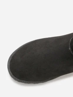 Best La Modeuse Boots en suédine fourrées à ruban noué Noir