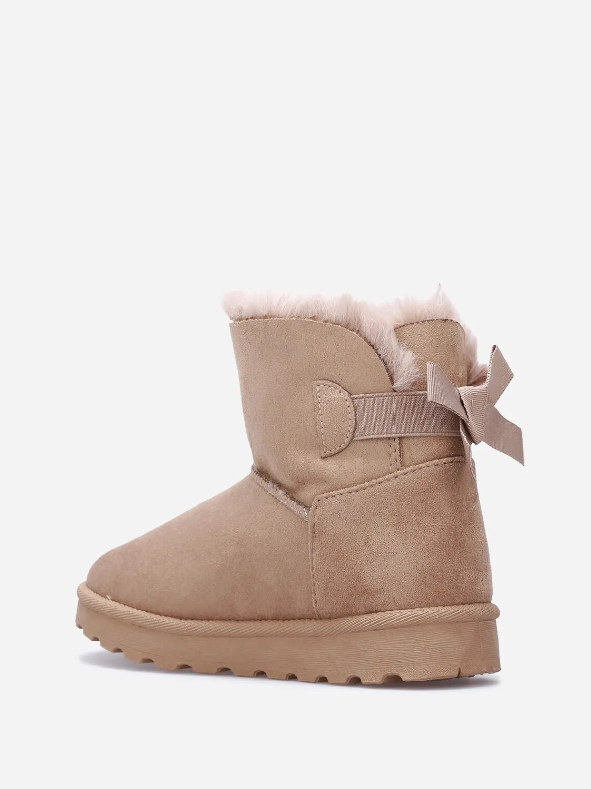 Best La Modeuse Boots en suédine fourrées à ruban noué Taupe