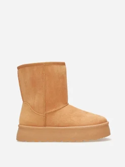 La Modeuse Boots fourrées à plateforme Camel