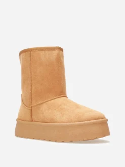 La Modeuse Boots fourrées à plateforme Camel