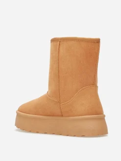 La Modeuse Boots fourrées à plateforme Camel