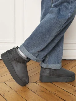 Hot La Modeuse Boots fourrées à plateforme Gris