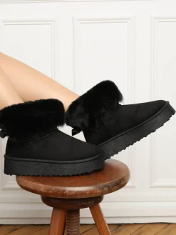 Outlet La Modeuse Boots fourrées à plateforme et n艙ud Noir