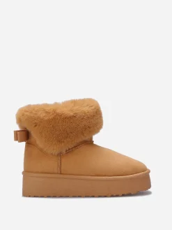Clearance La Modeuse Boots fourrées à plateforme et n艙ud Camel