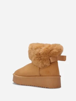 Clearance La Modeuse Boots fourrées à plateforme et n艙ud Camel