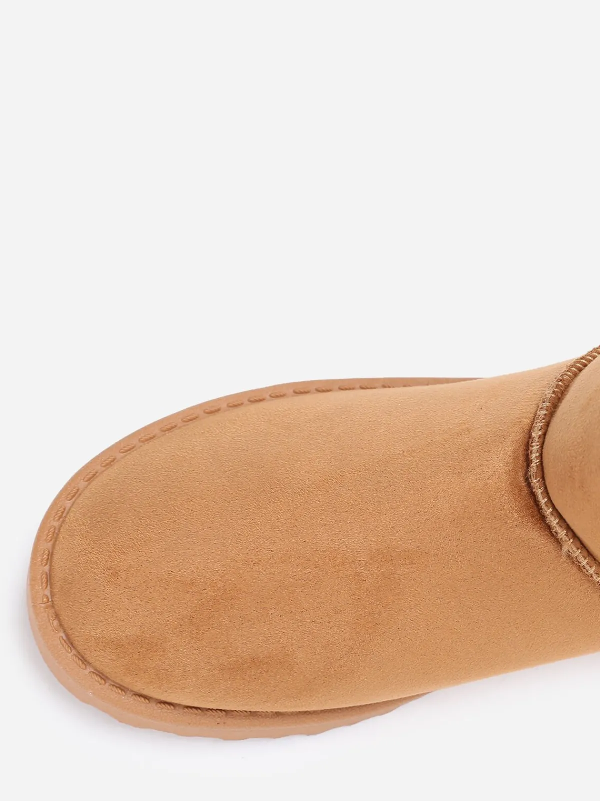 Online La Modeuse Boots fourrées à ruban et languette Camel