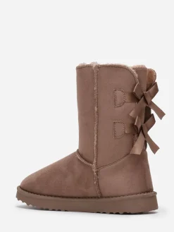 La Modeuse Boots fourrées à rubans noués Taupe