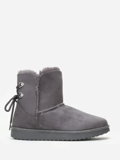 Sale La Modeuse Boots fourrées à strass Gris