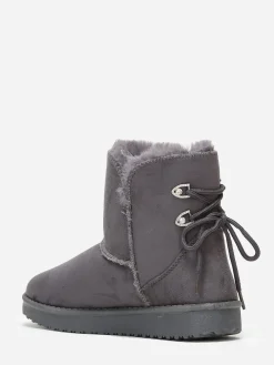 Sale La Modeuse Boots fourrées à strass Gris