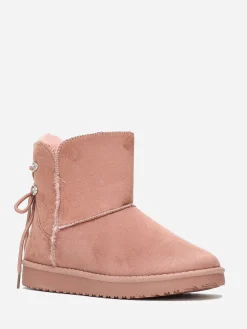 La Modeuse Boots fourrées à strass Rose