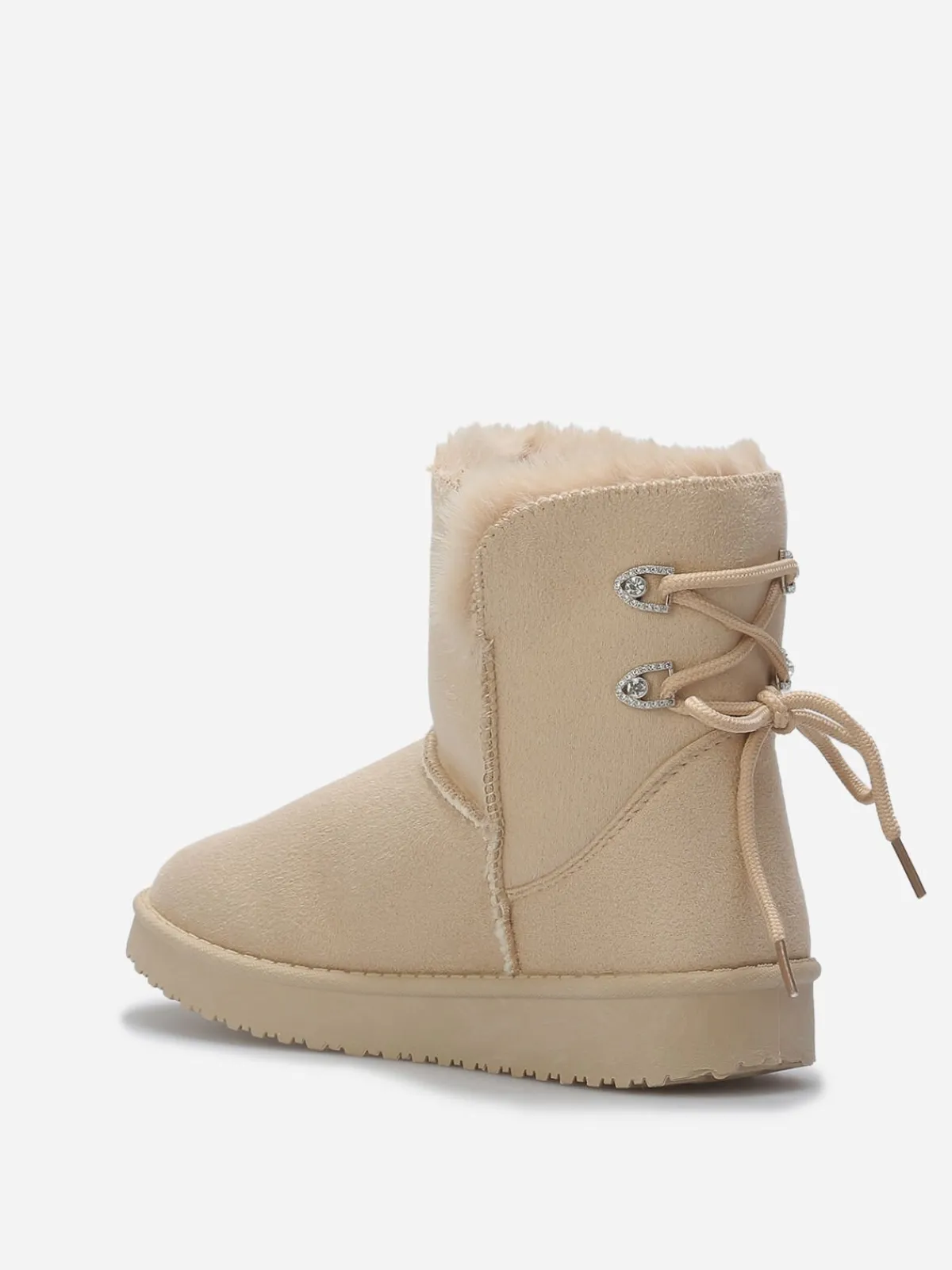 New La Modeuse Boots fourrées à strass Beige