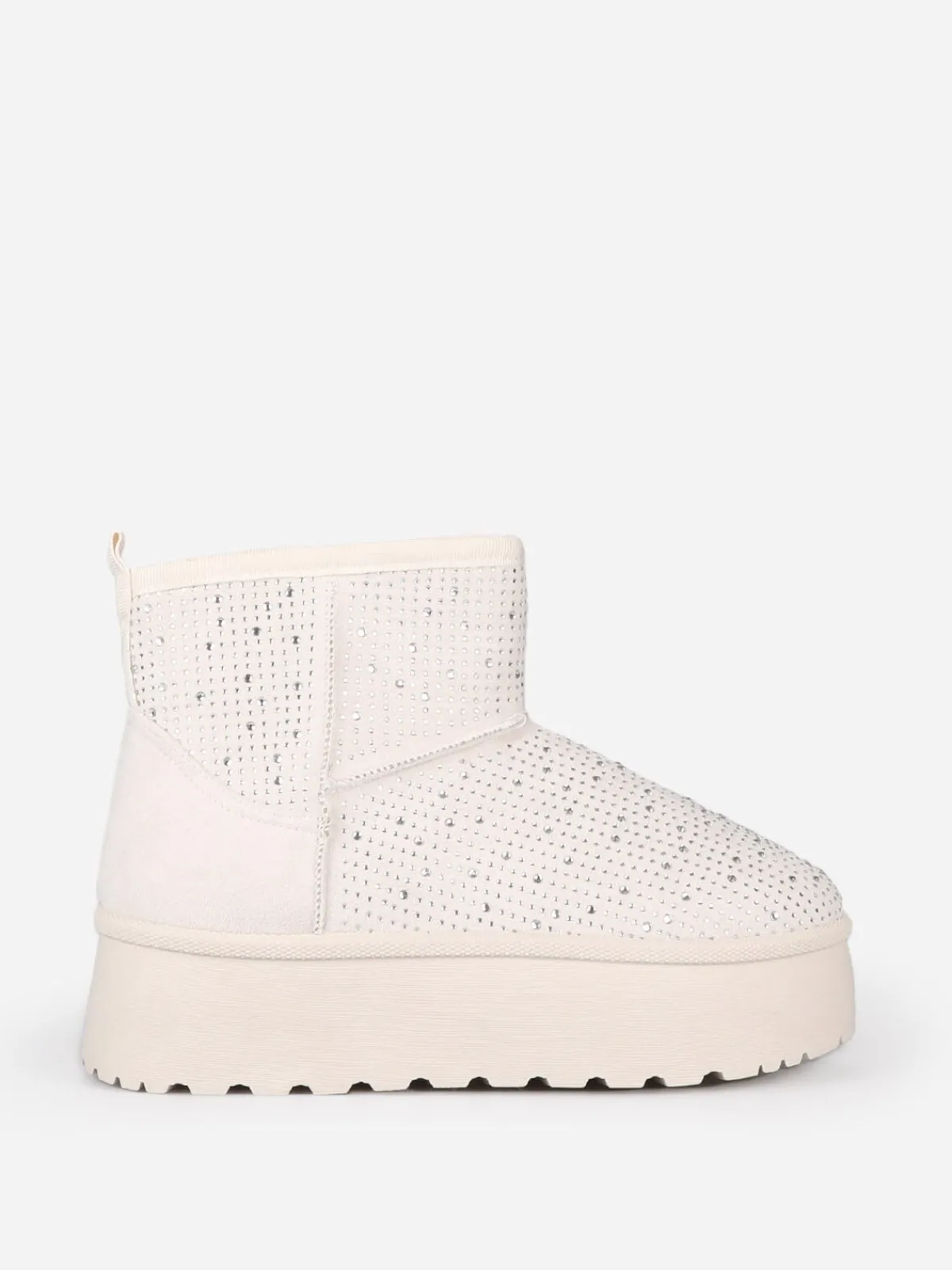 Online La Modeuse Boots fourrées à strass et plateforme Beige