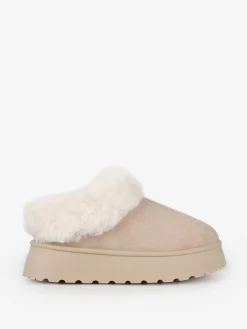 La Modeuse Boots fourrées basses à plateforme Beigefoncé