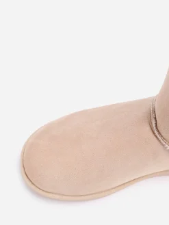Clearance La Modeuse Boots fourrées en suédine à rubans Beige