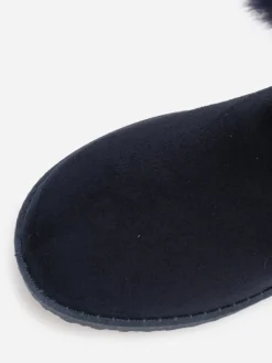 Clearance La Modeuse Boots fourrées en suédine à scratchs Bleufoncé