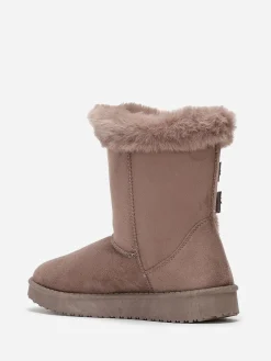 La Modeuse Boots fourrées en suédine à scratchs Taupe