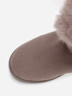 La Modeuse Boots fourrées en suédine à scratchs Taupe