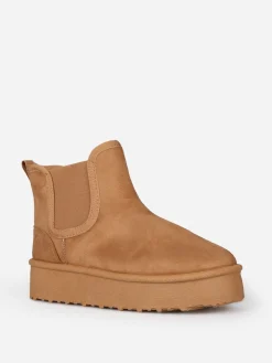 La Modeuse Boots fourrées style chelsea Camel