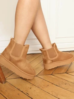 La Modeuse Boots fourrées style chelsea Camel